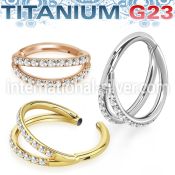 usgsh38 pvd plating titanium hinged segment hoop fan out cz