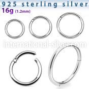 vsegh16 925 silver seamless and segment rings ear lobe septum piercing