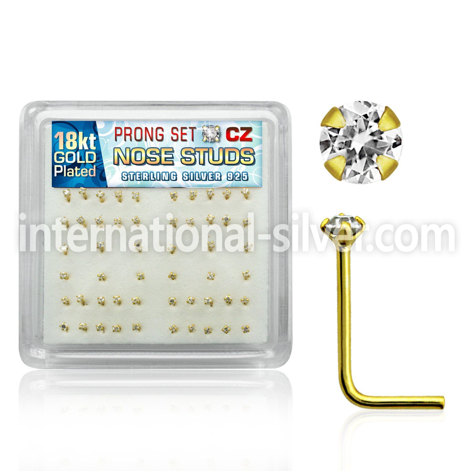 18nszbc l shape nose studs silver 925 nose