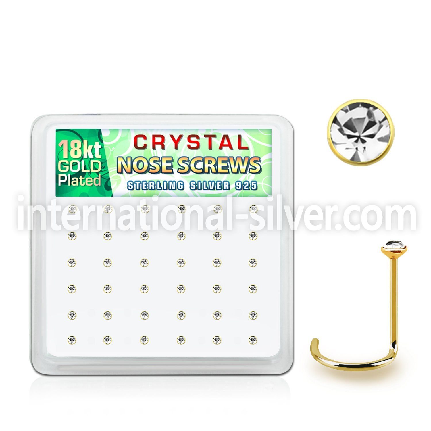 18nwbxc box w gold plated silver nose screws w 1.5mm crystals