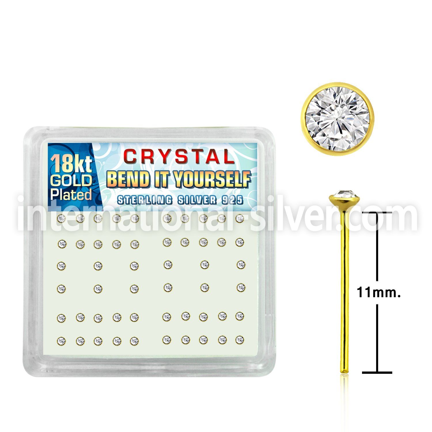 18nybxc bend it to fit nose studs silver 925 belly button