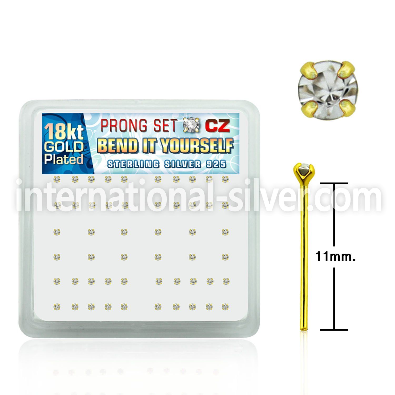 18nyzbc bend it to fit nose studs silver 925 belly button