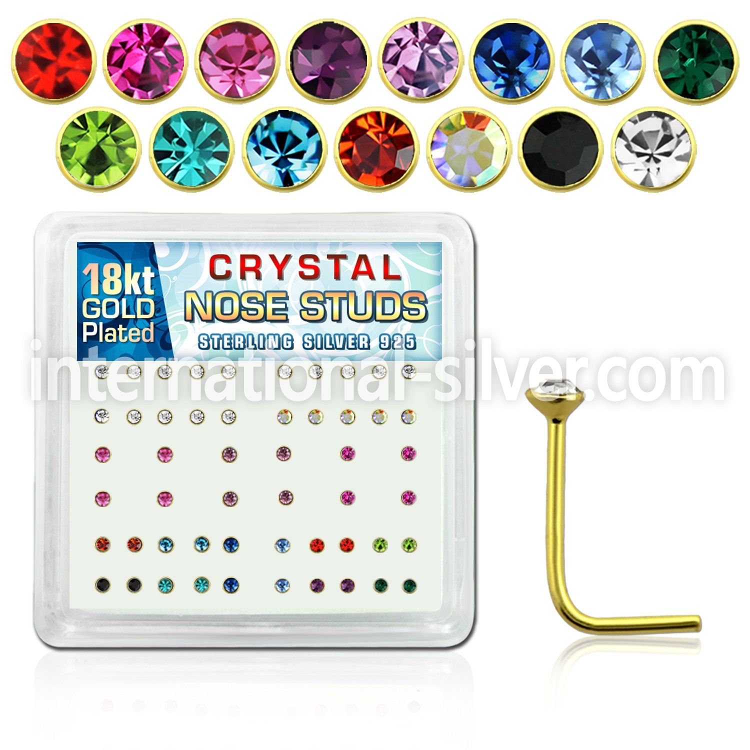 18s14xm l shape nose studs silver 925 