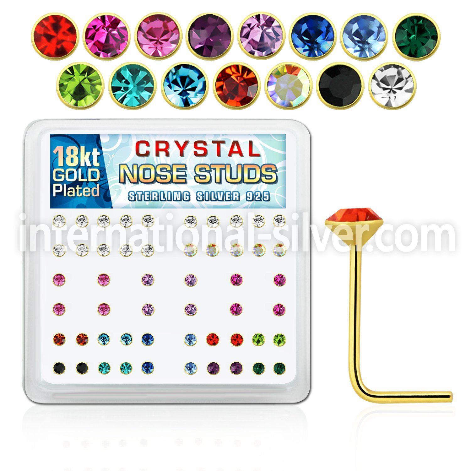 18s19xm l shape nose studs silver 925 nose