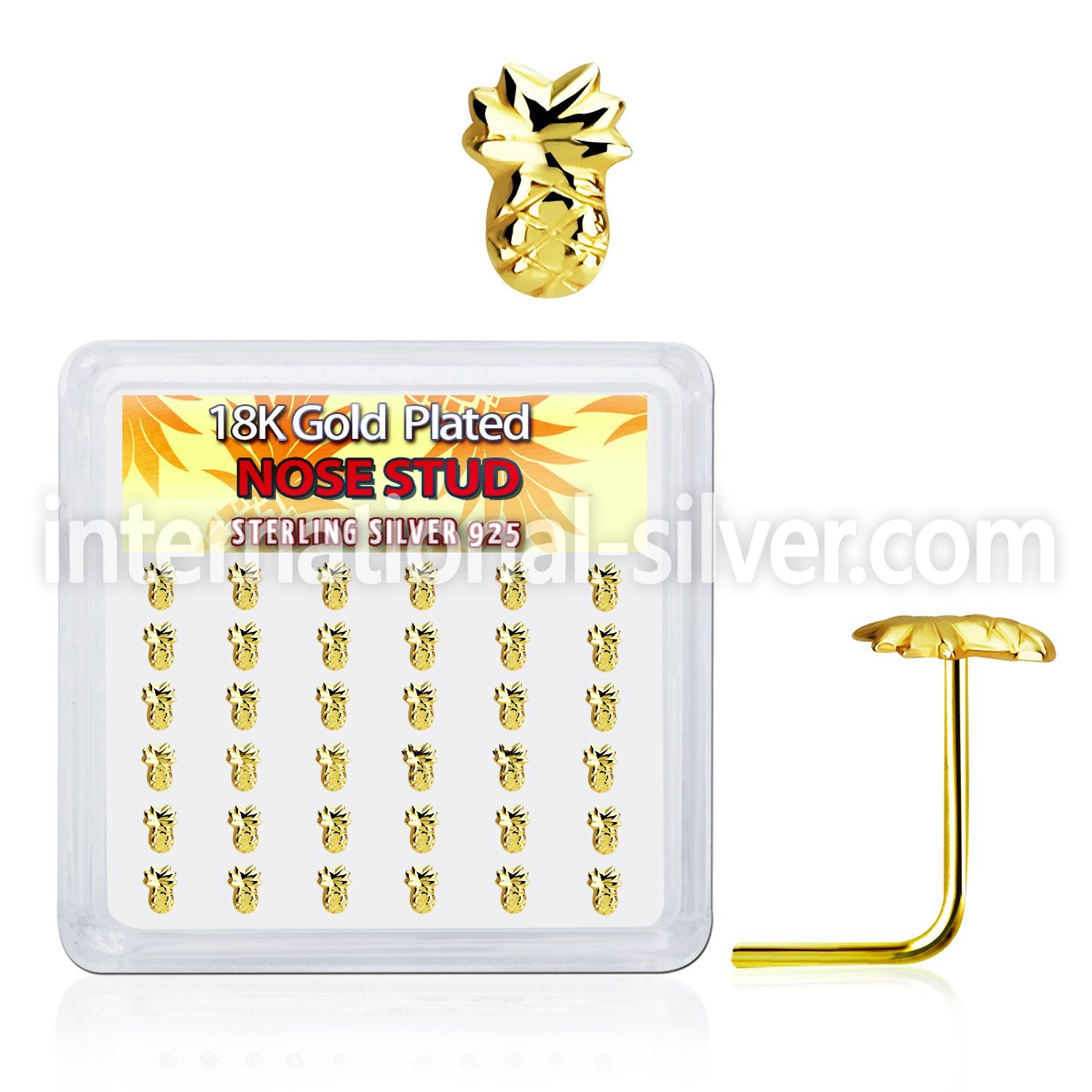 18svpa36 l shape nose studs silver 925 nose