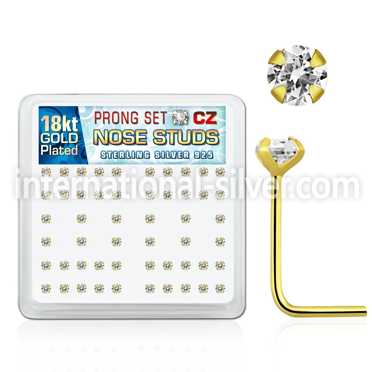 18sz25xc l shape nose studs silver 925 nose