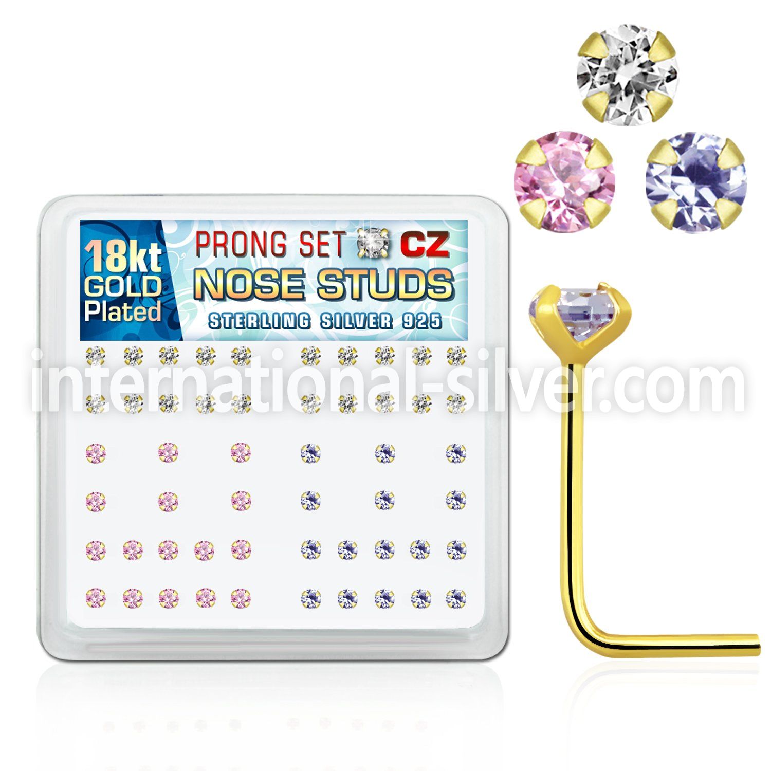 18sz25xm l shape nose studs silver 925 nose
