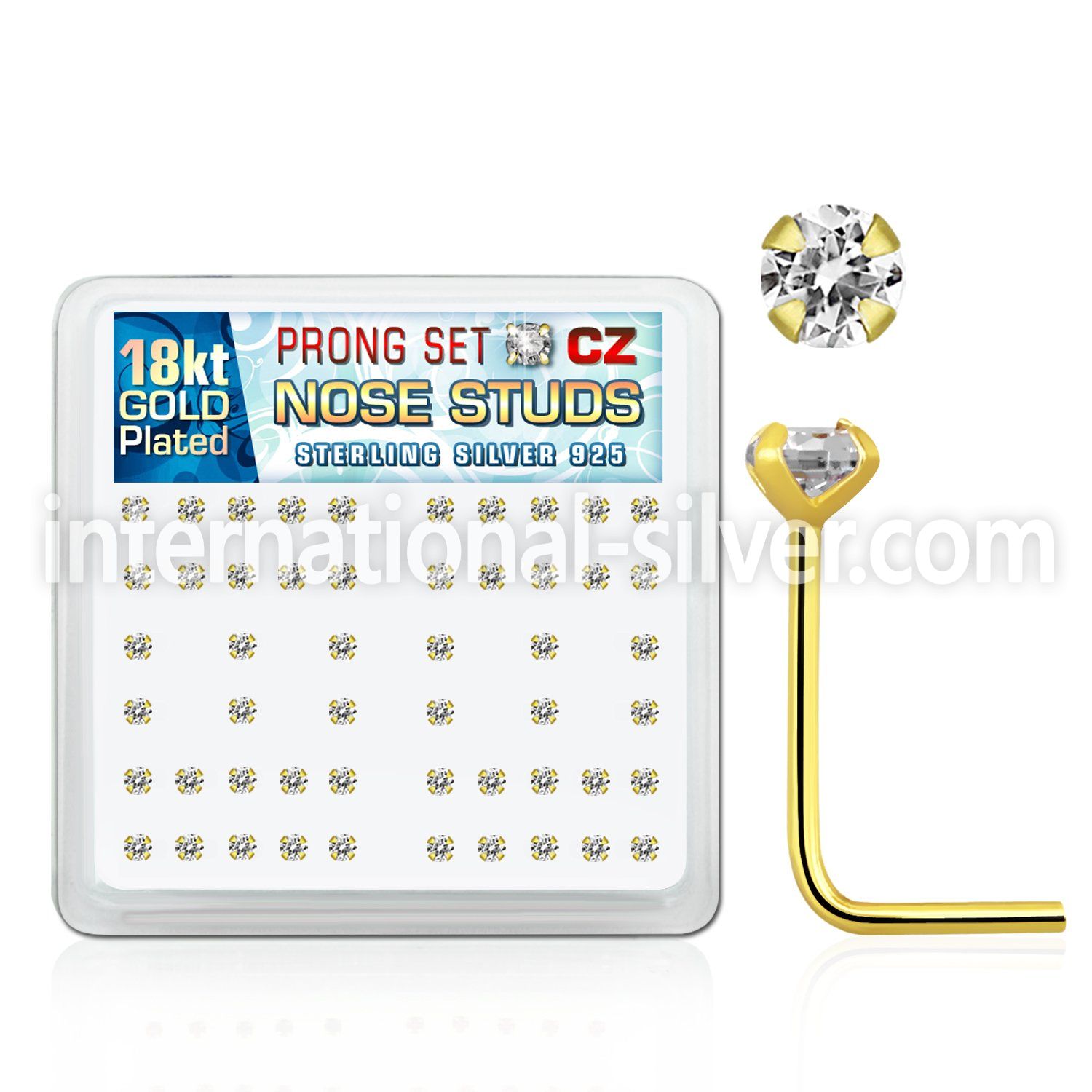 18sz2xc l shape nose studs silver 925 nose