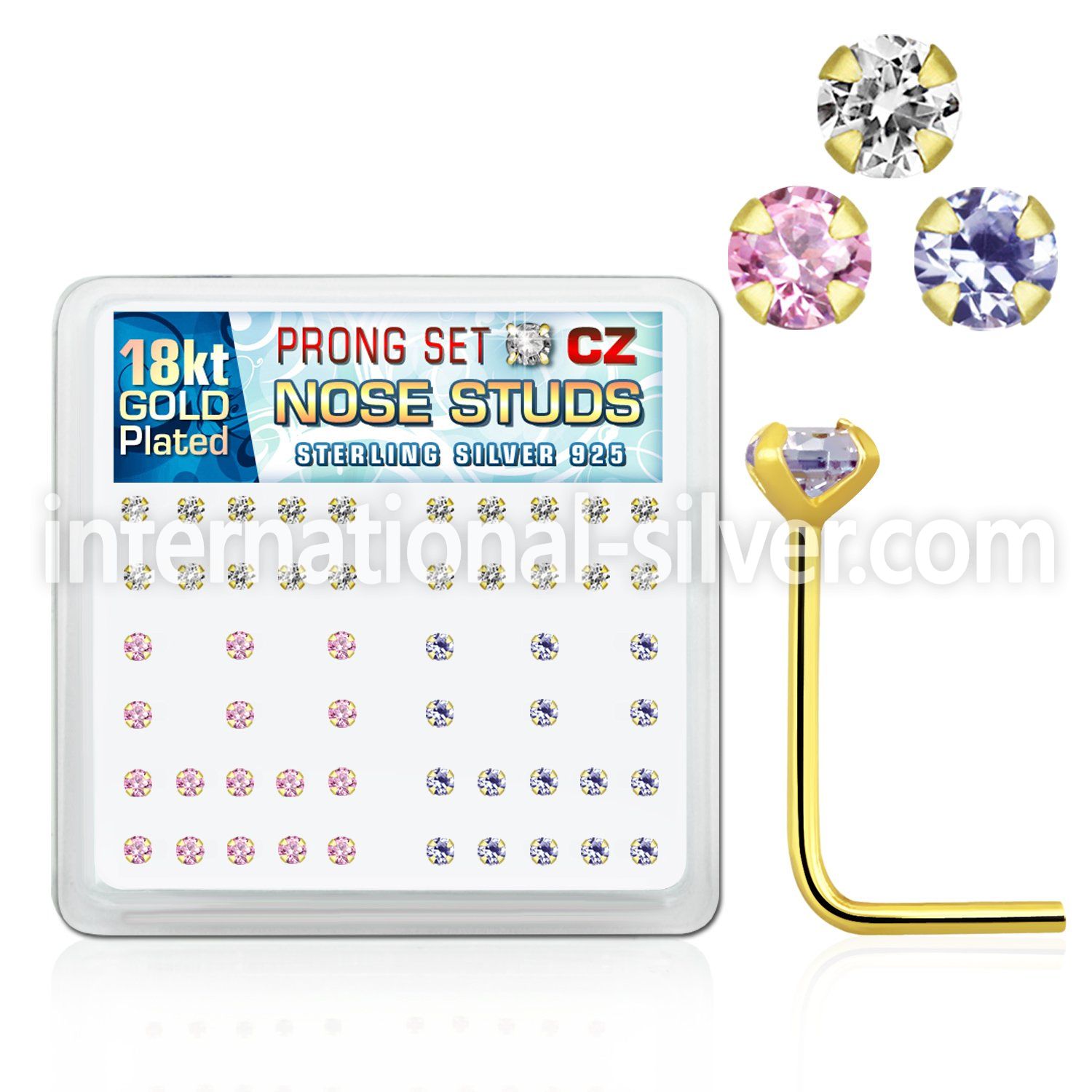 18sz2xm l shape nose studs silver 925 nose