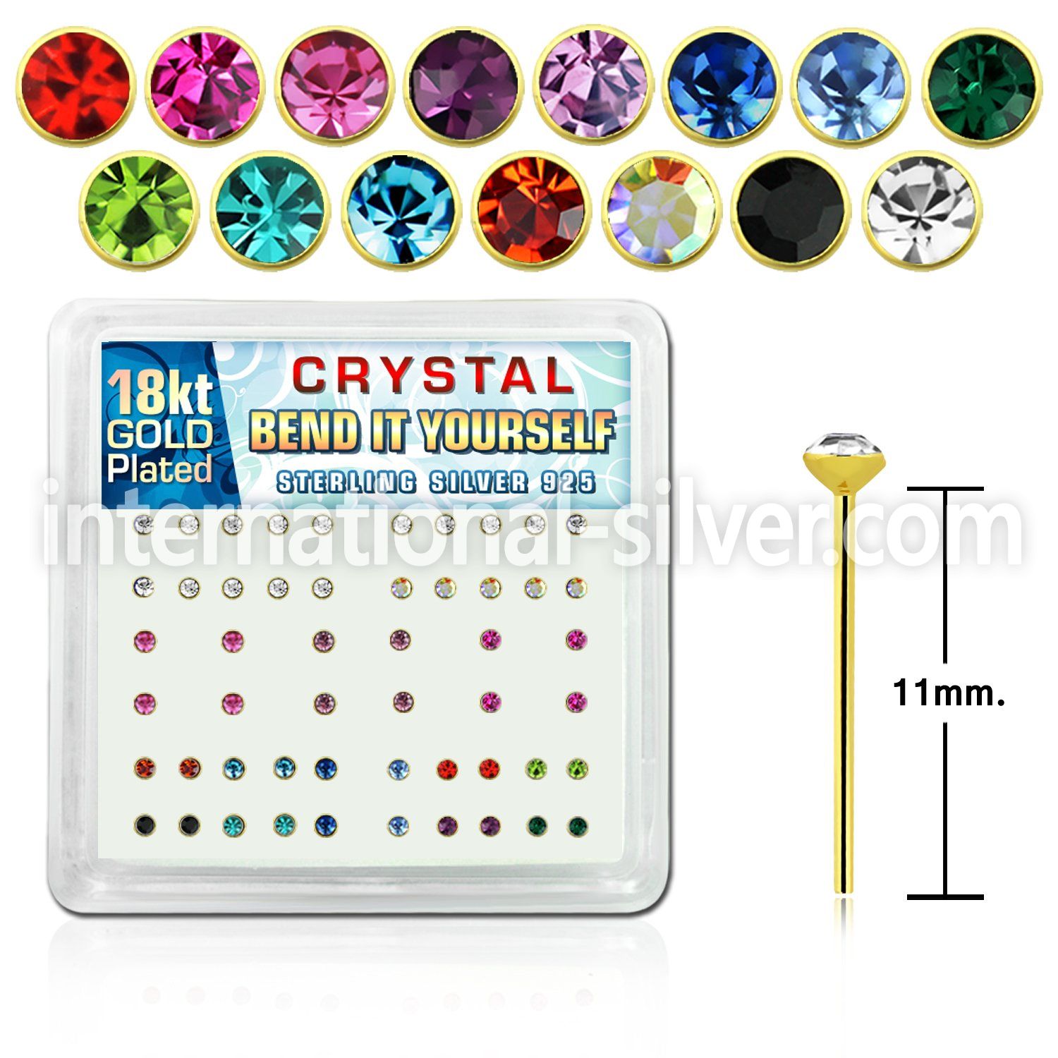 18y14xm bend it to fit nose studs silver 925 nose