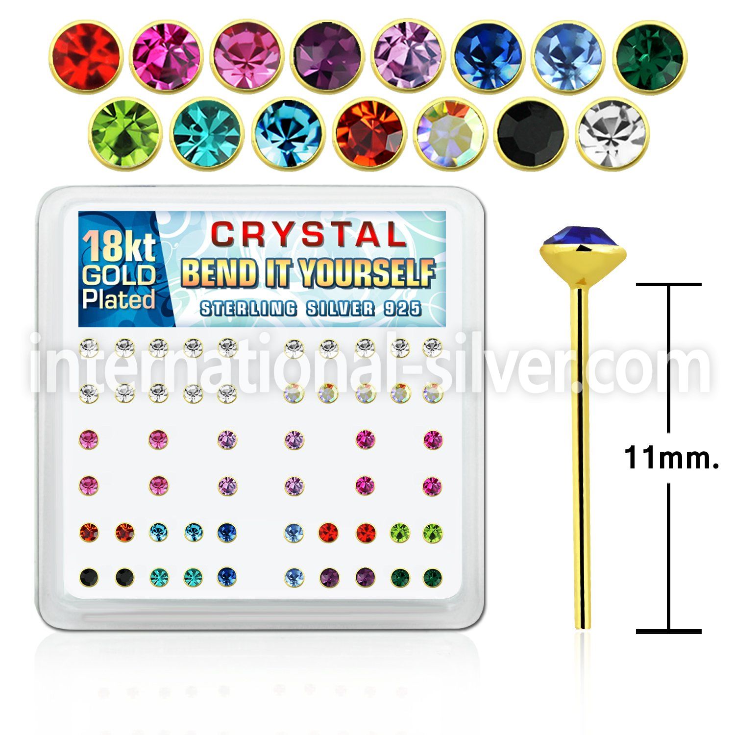 18y19xm bend it to fit nose studs silver 925 nose