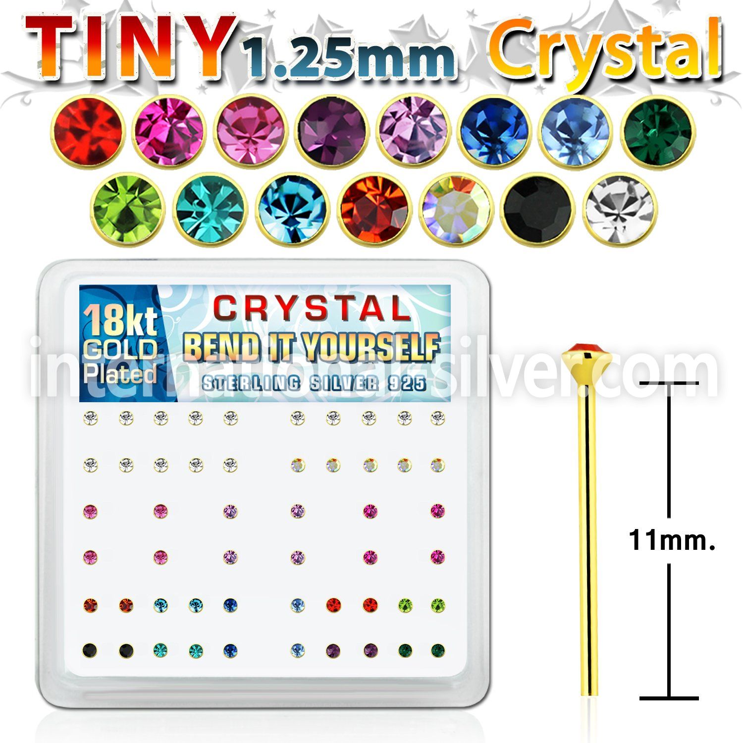 18y6xm bend it to fit nose studs silver 925 nose