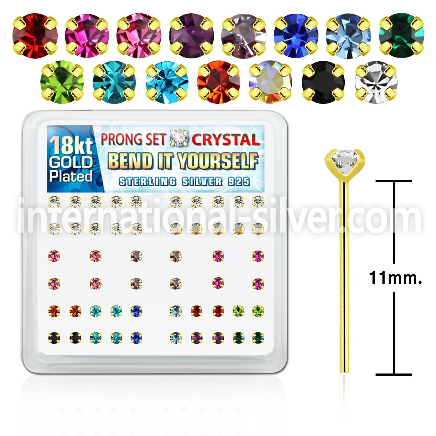 18yp14xm bend it to fit nose studs silver 925 nose