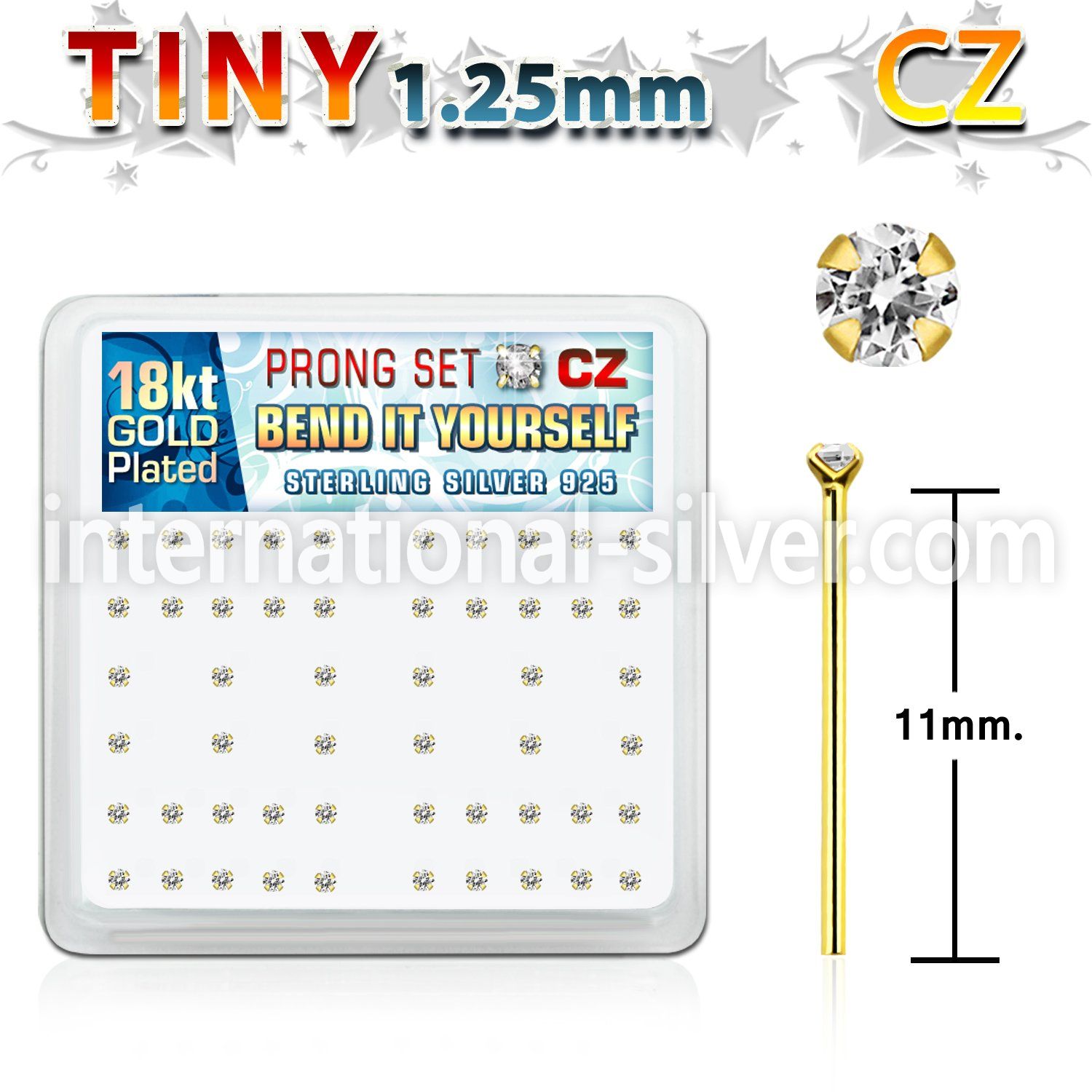 18yz12xc bend it to fit nose studs silver 925 nose