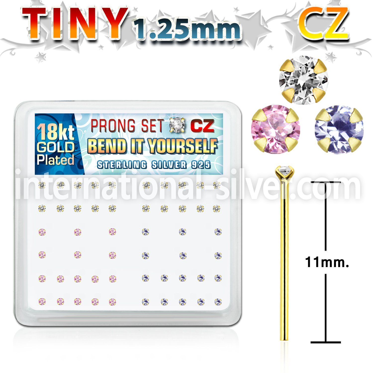 18yz12xm bend it to fit nose studs silver 925 nose