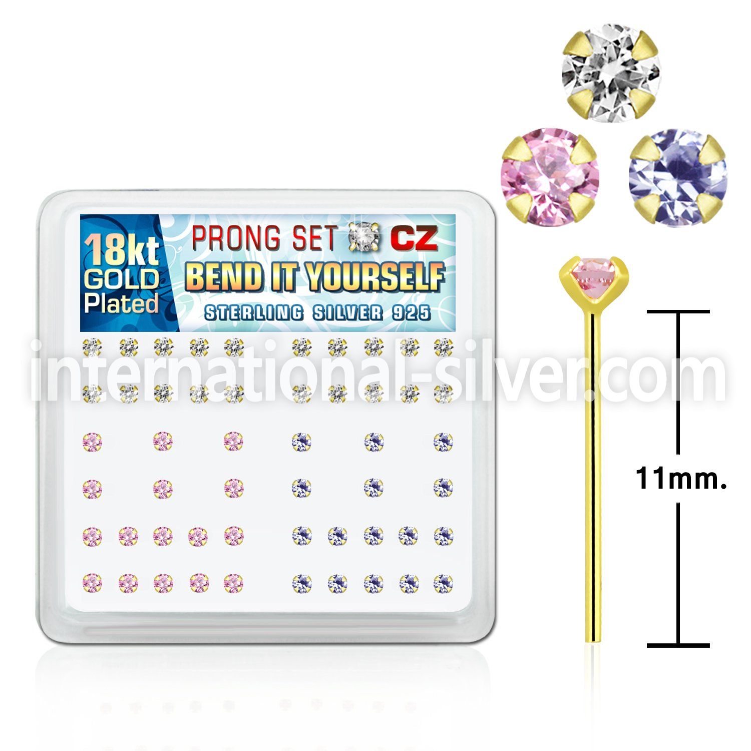 18yz25xm bend it to fit nose studs silver 925 nose