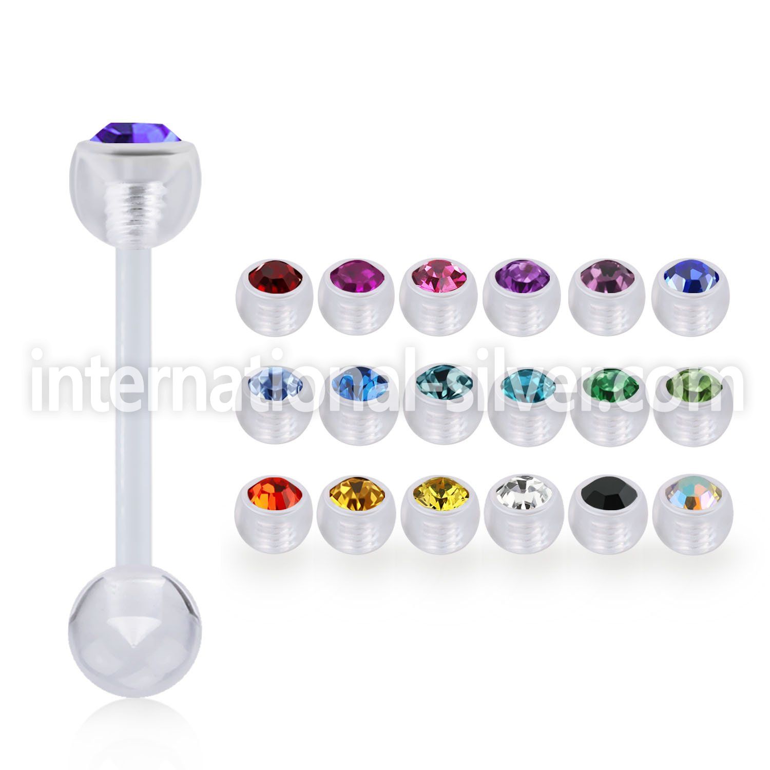 abbajb6 straight barbells acrylic body jewelry tongue