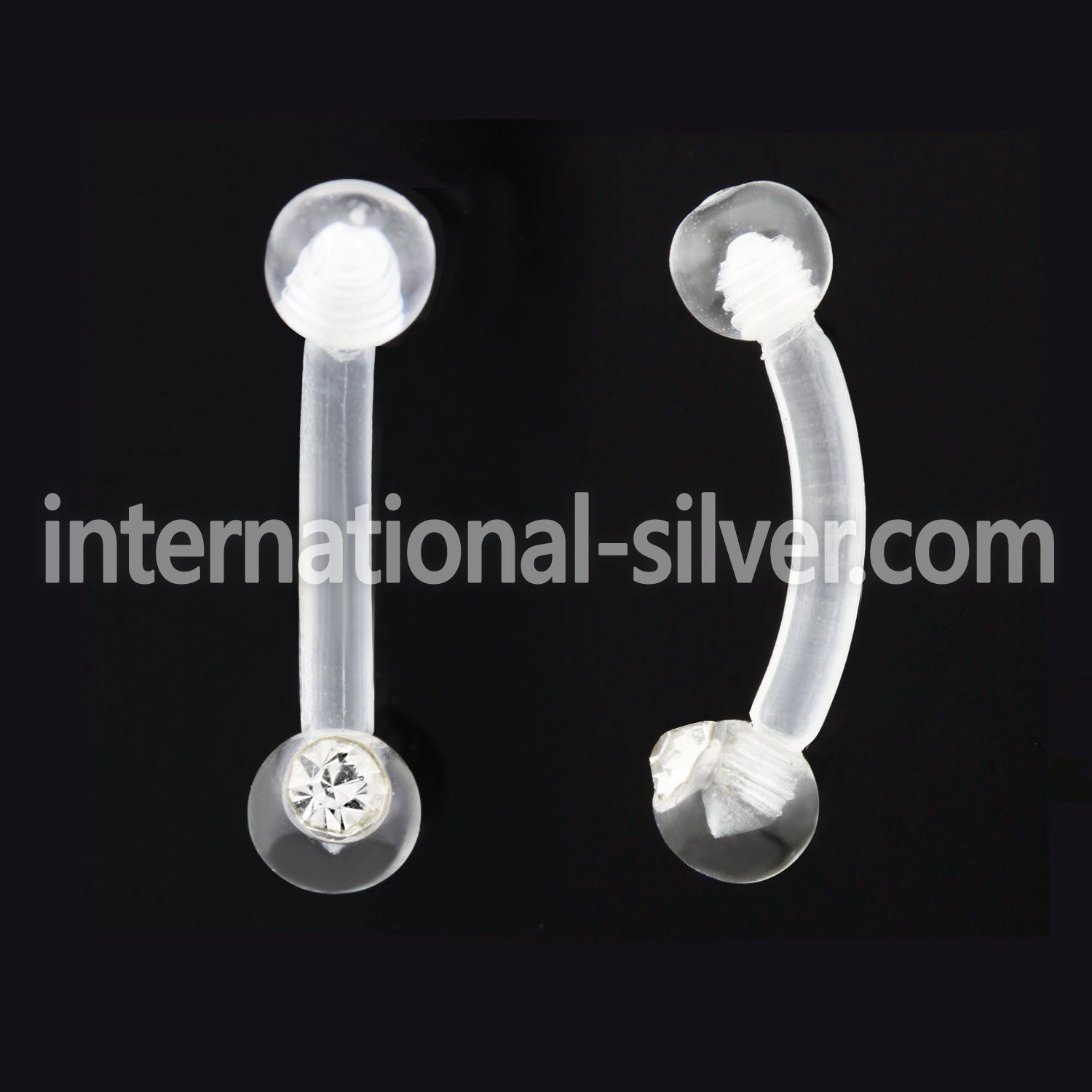 abne1c acrylic eyebrow banana w 3mm jewel acrylic ball
