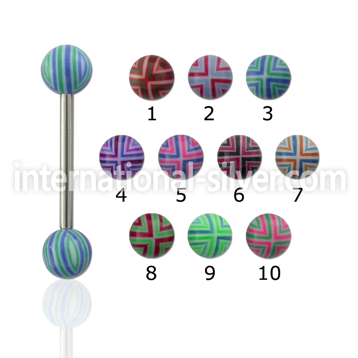 bbacb straight barbells surgical steel 316l with acrylic parts tongue