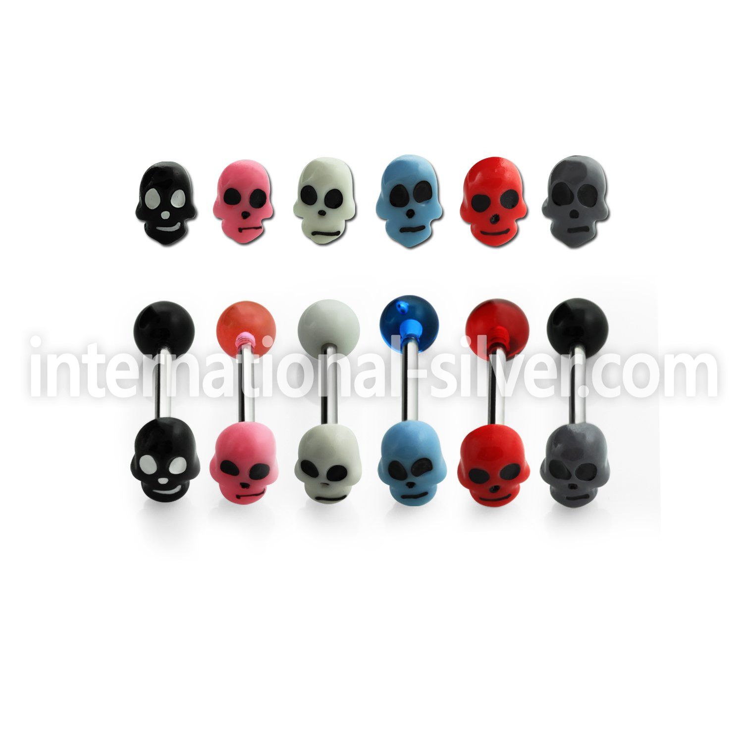 bbask1 straight barbells surgical steel 316l with acrylic parts tongue