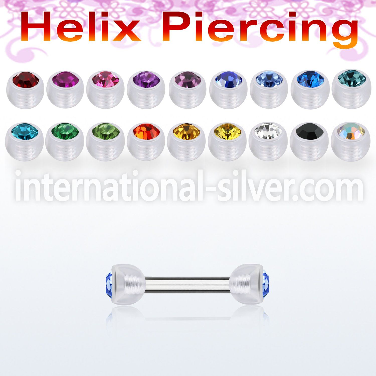 bbeajb3 straight barbells surgical steel 316l with acrylic parts eyebrow