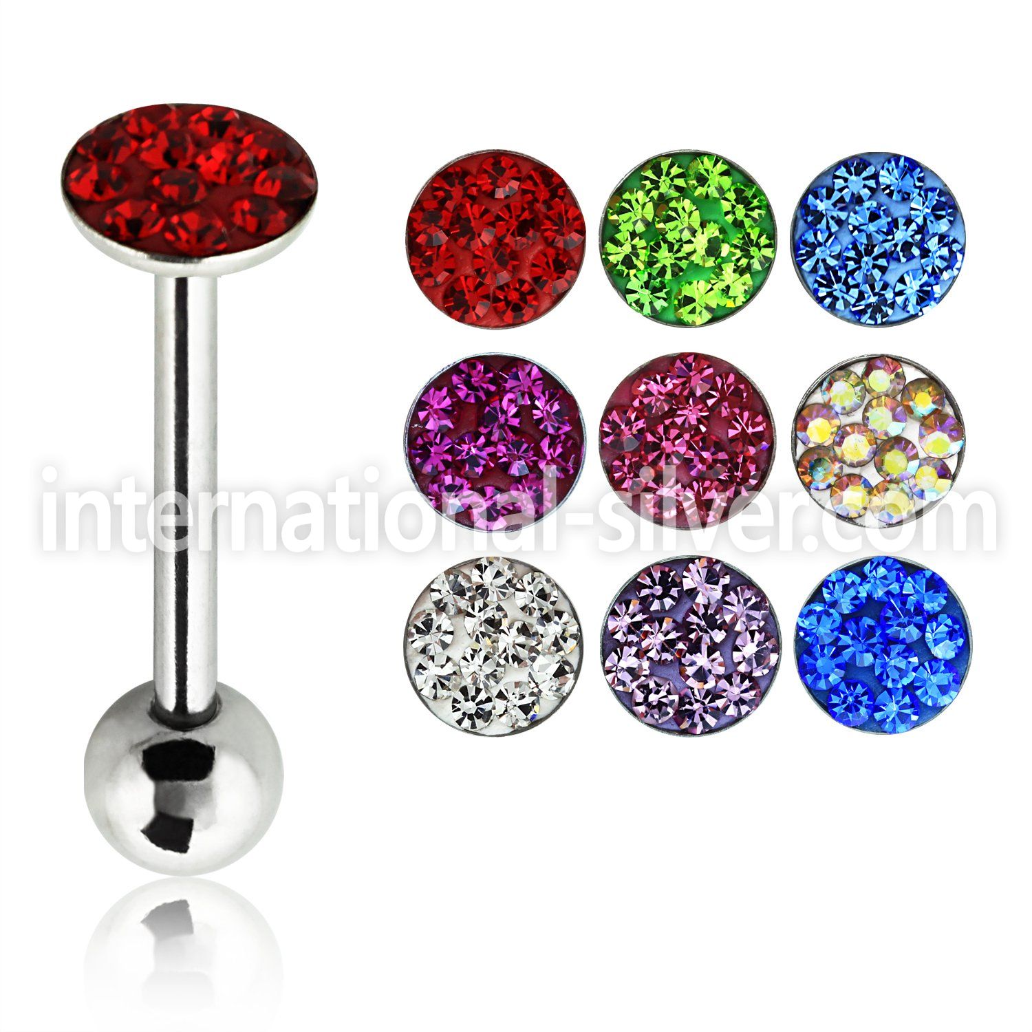 bbfcs3 316l steel tongue barbell with 5 5mm crystal head