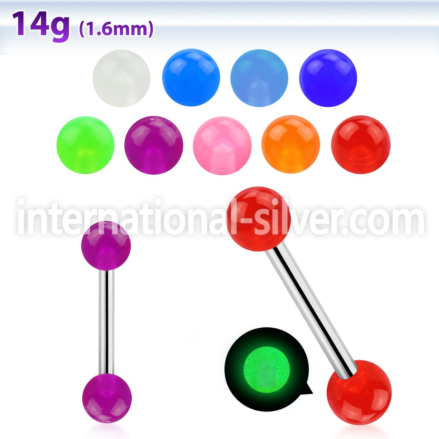 bbgl5 straight barbells surgical steel 316l with acrylic parts nipple