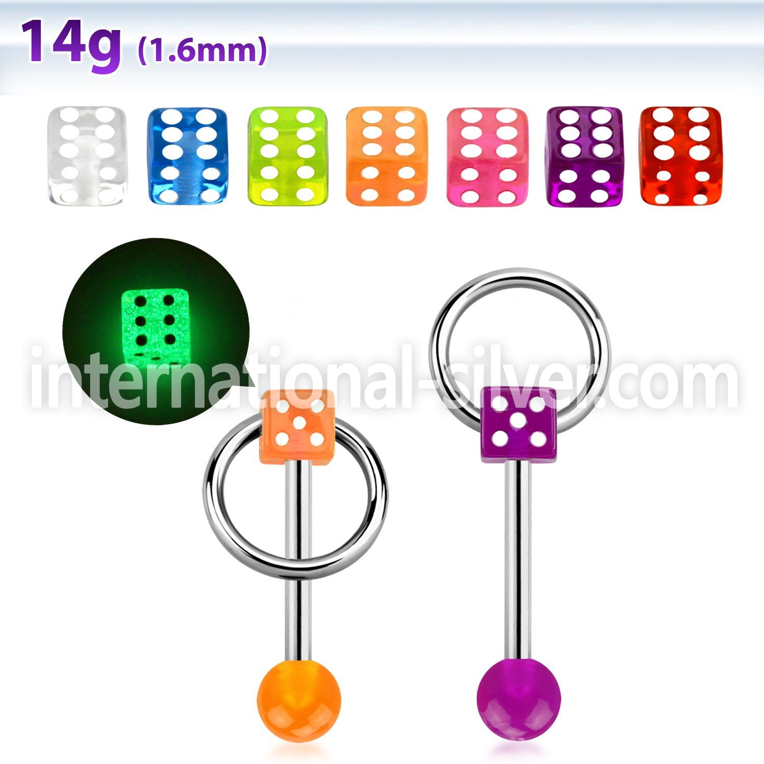 bbgldisl straight barbells surgical steel 316l with acrylic parts tongue