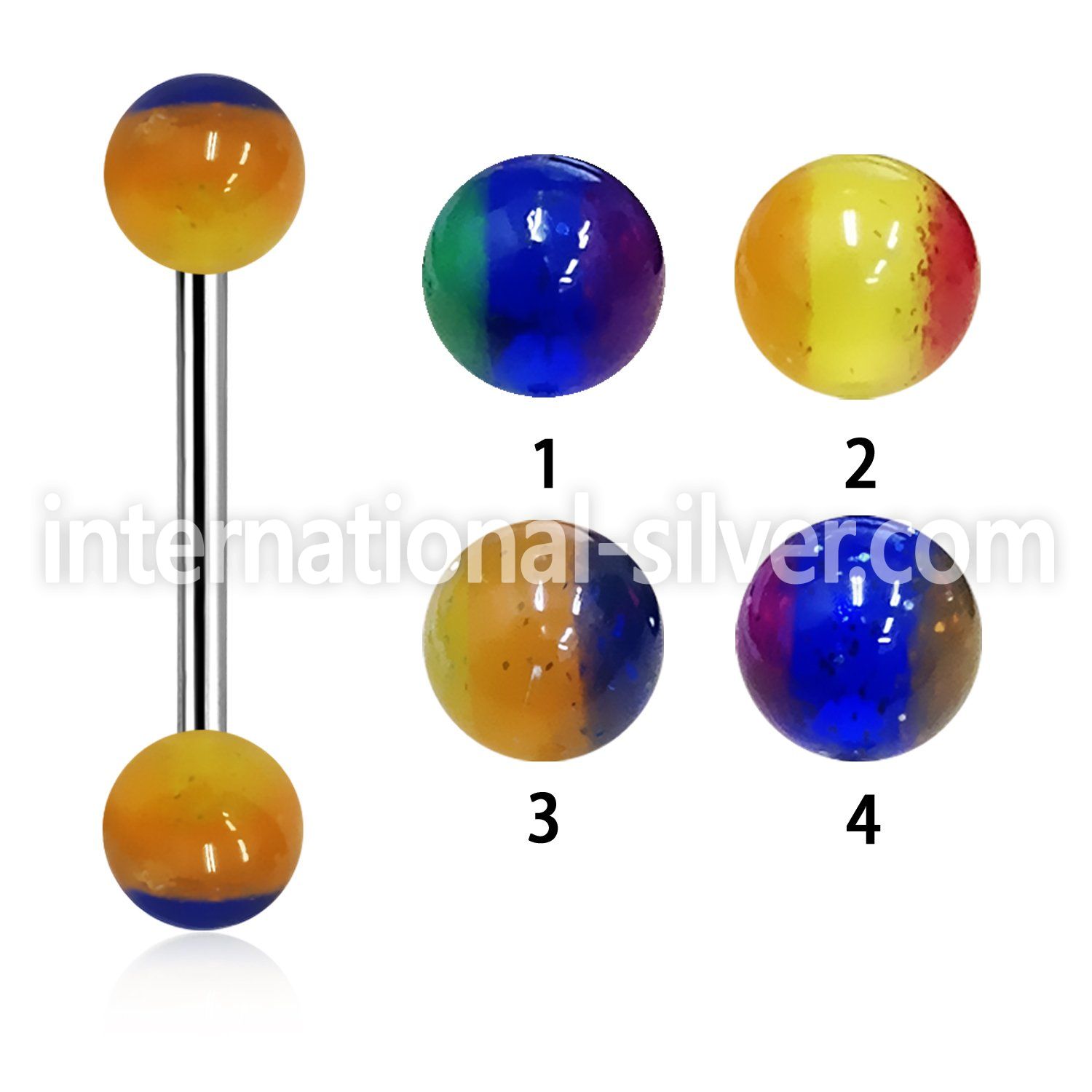 bbgt3 straight barbells surgical steel 316l with acrylic parts tongue