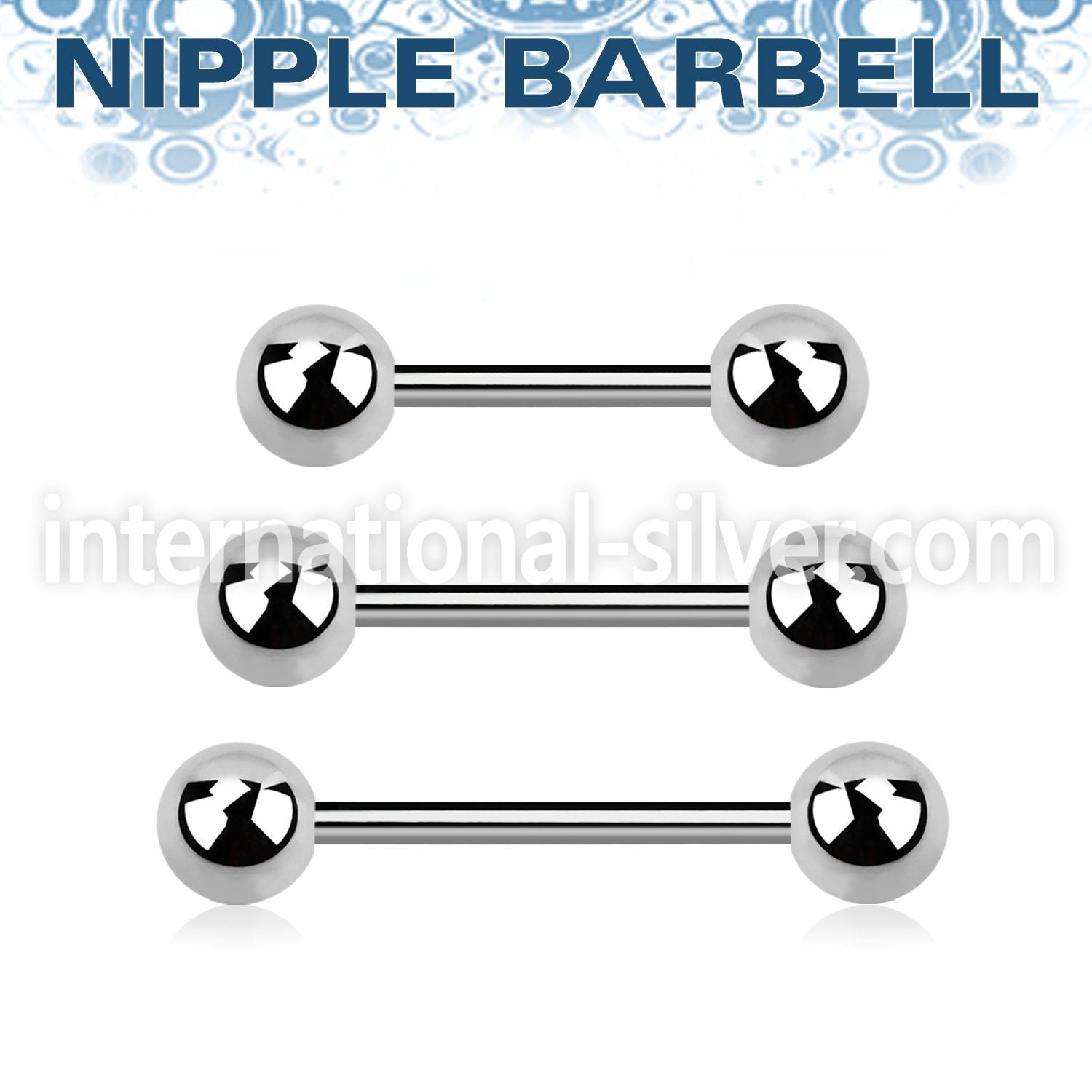 bbnpgg surgical steel nipple straigth barbell two 6mm balls