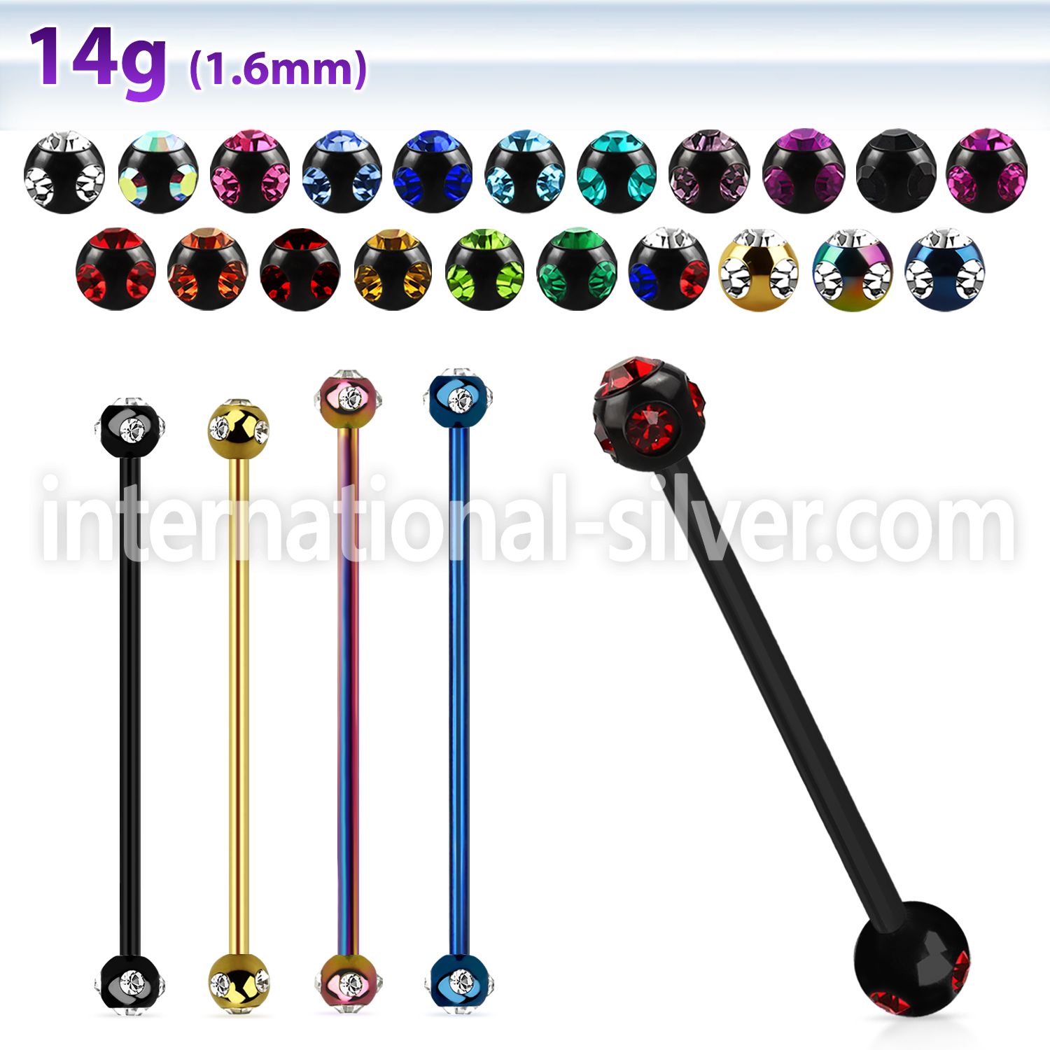 bbt5c straight barbells anodized surgical steel 316l tongue