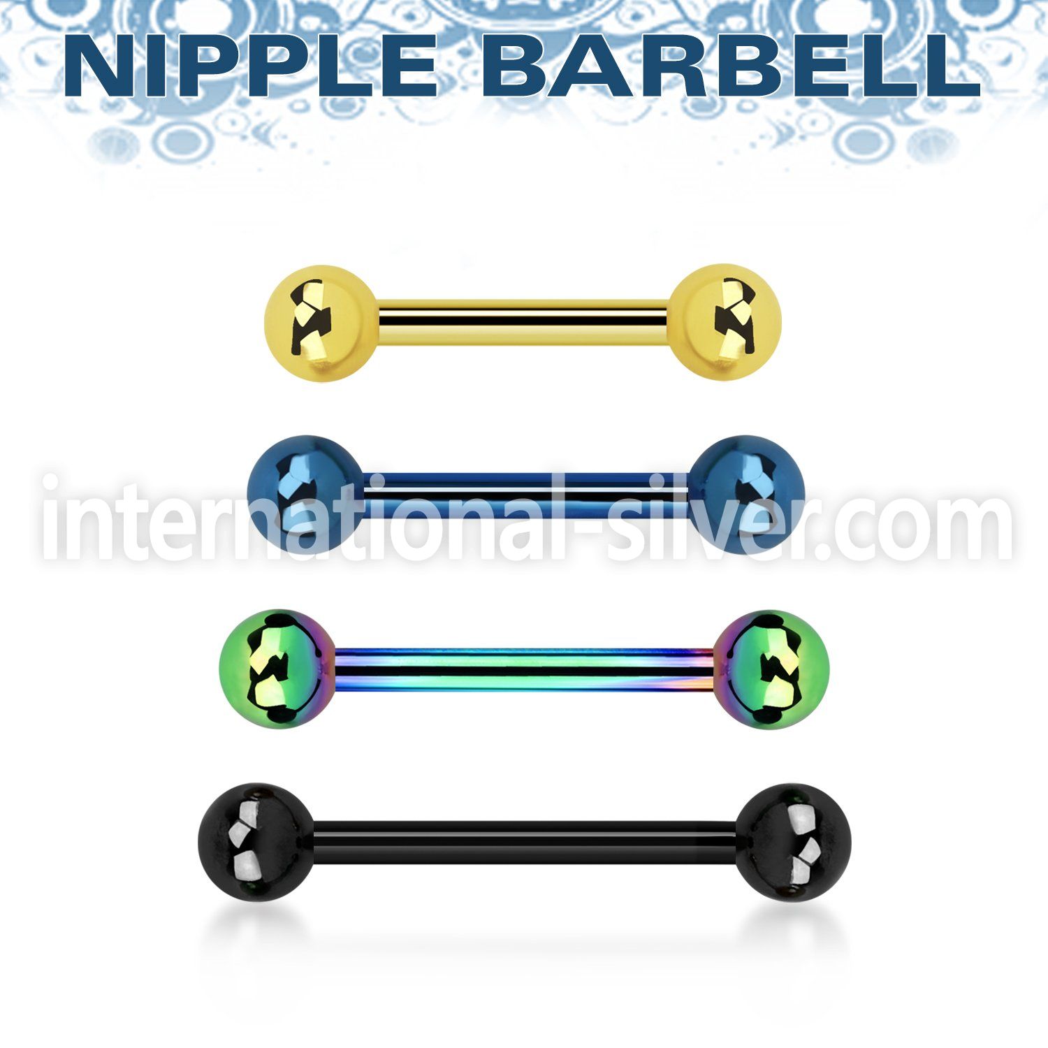 bbtb4 straight barbells anodized surgical steel 316l nipple