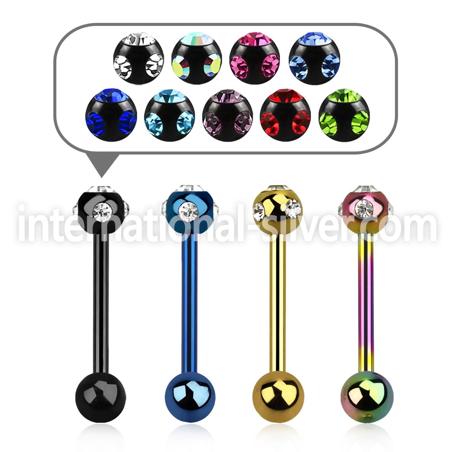 bbtc3 straight barbells anodized surgical steel 316l tongue