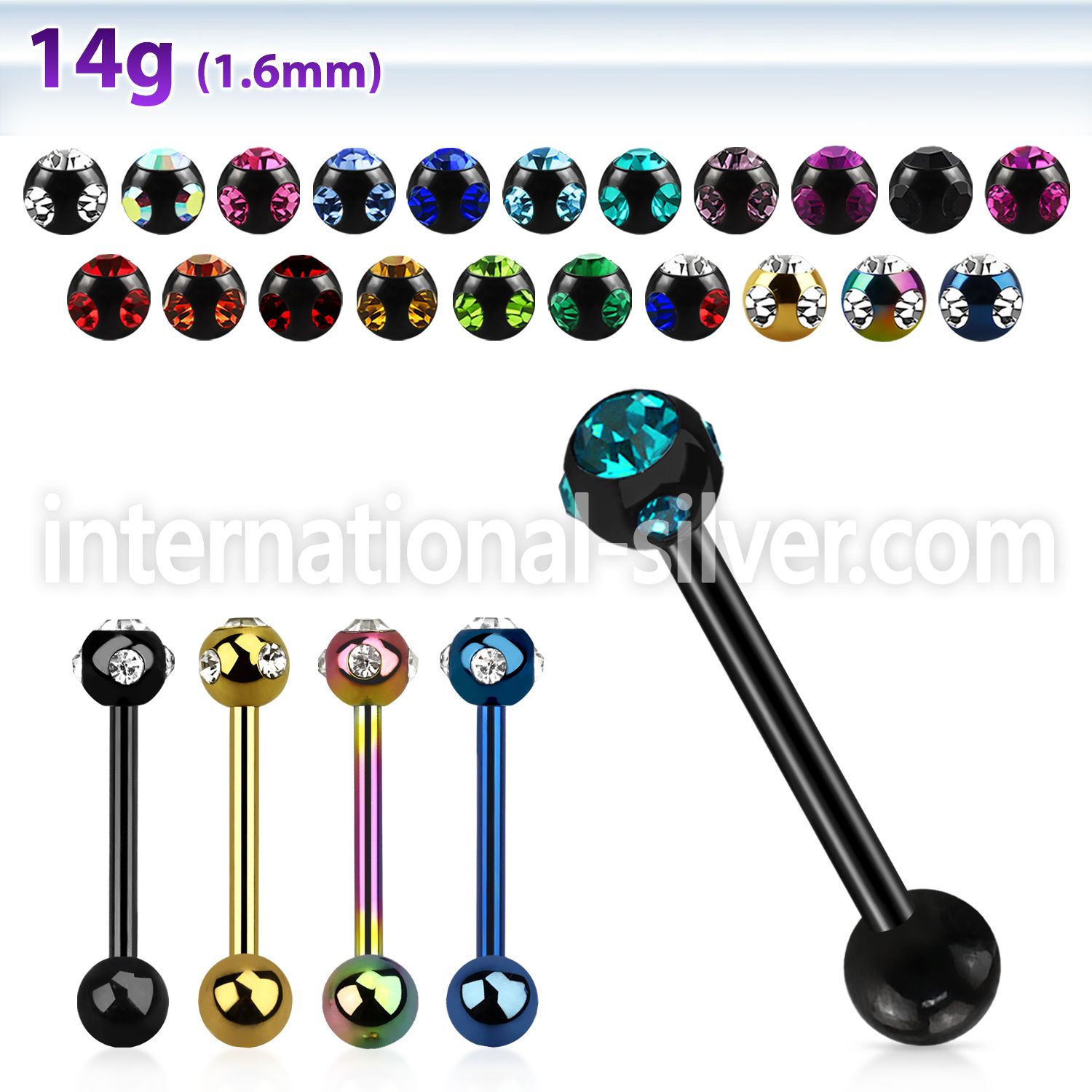bbtc3 straight barbells anodized surgical steel 316l tongue