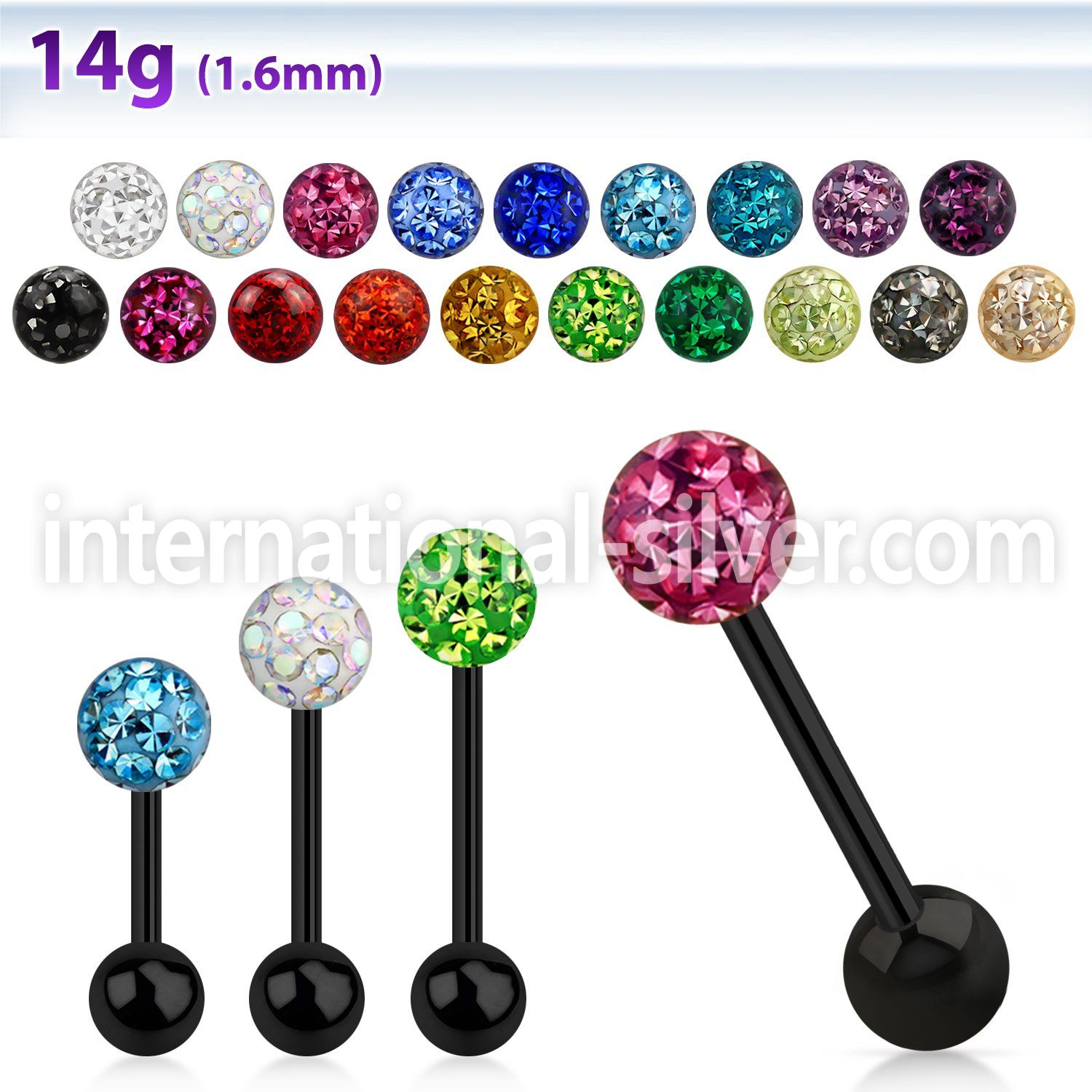 bbtfr6s anodized steel barbell 14g ferido ball 5mm ball