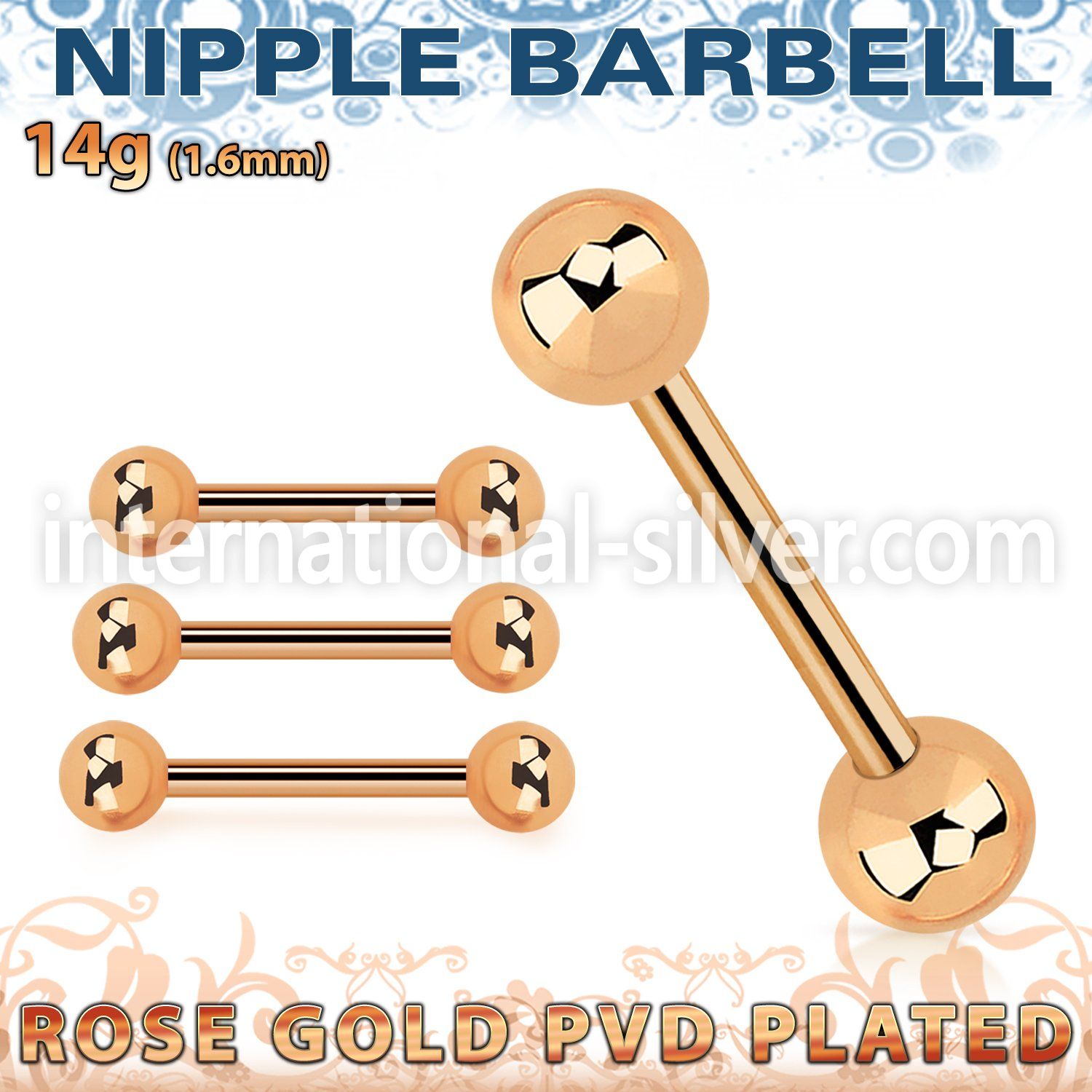 bbttb5 straight barbells anodized surgical steel 316l nipple