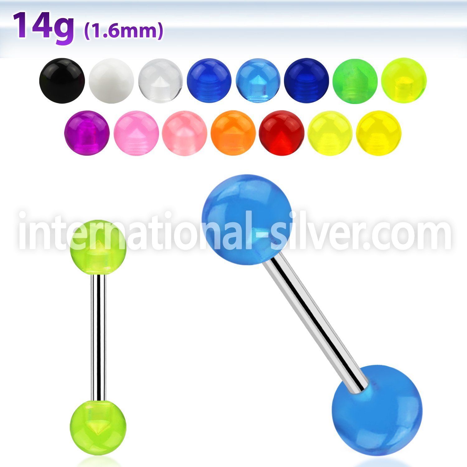 bbuv straight barbells surgical steel 316l with acrylic parts tongue