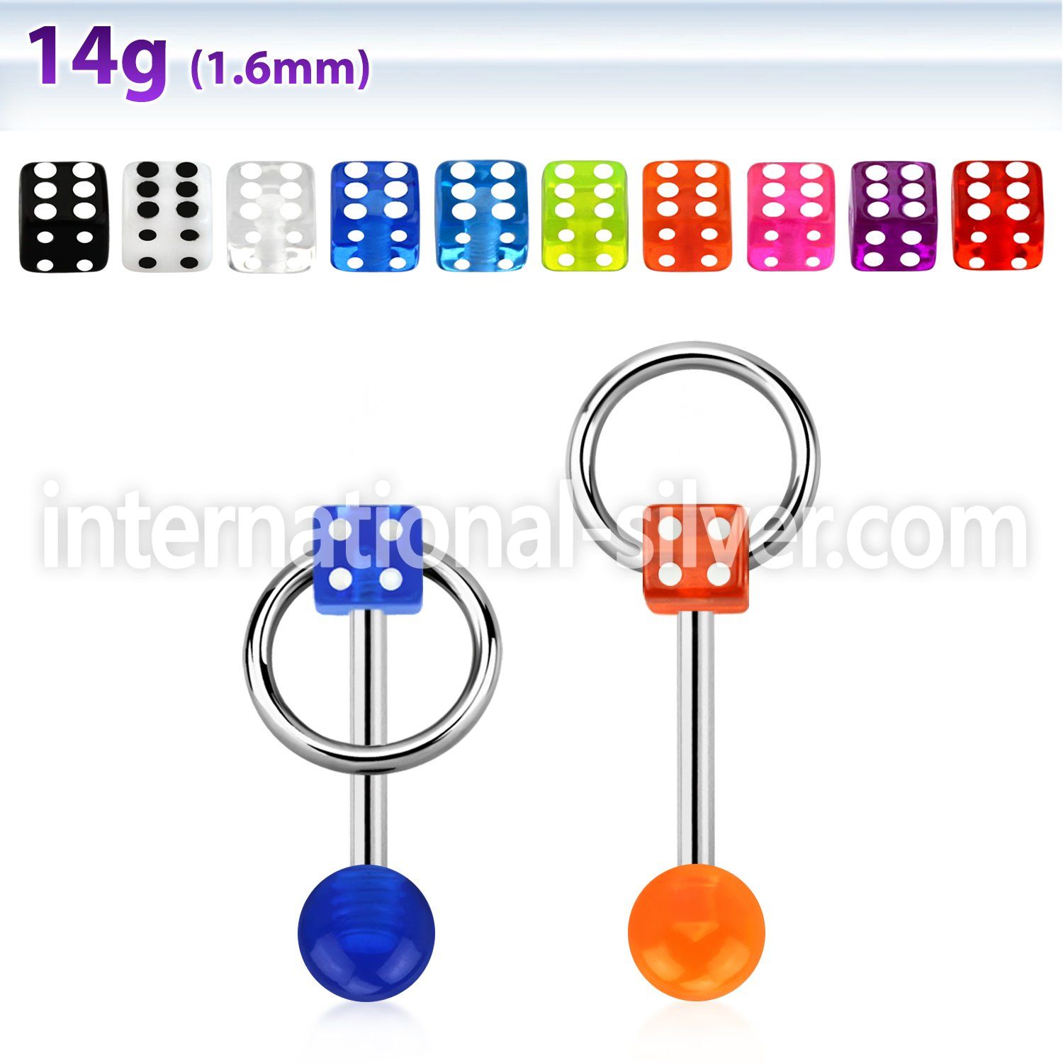 bbuvdisl straight barbells surgical steel 316l with acrylic parts tongue