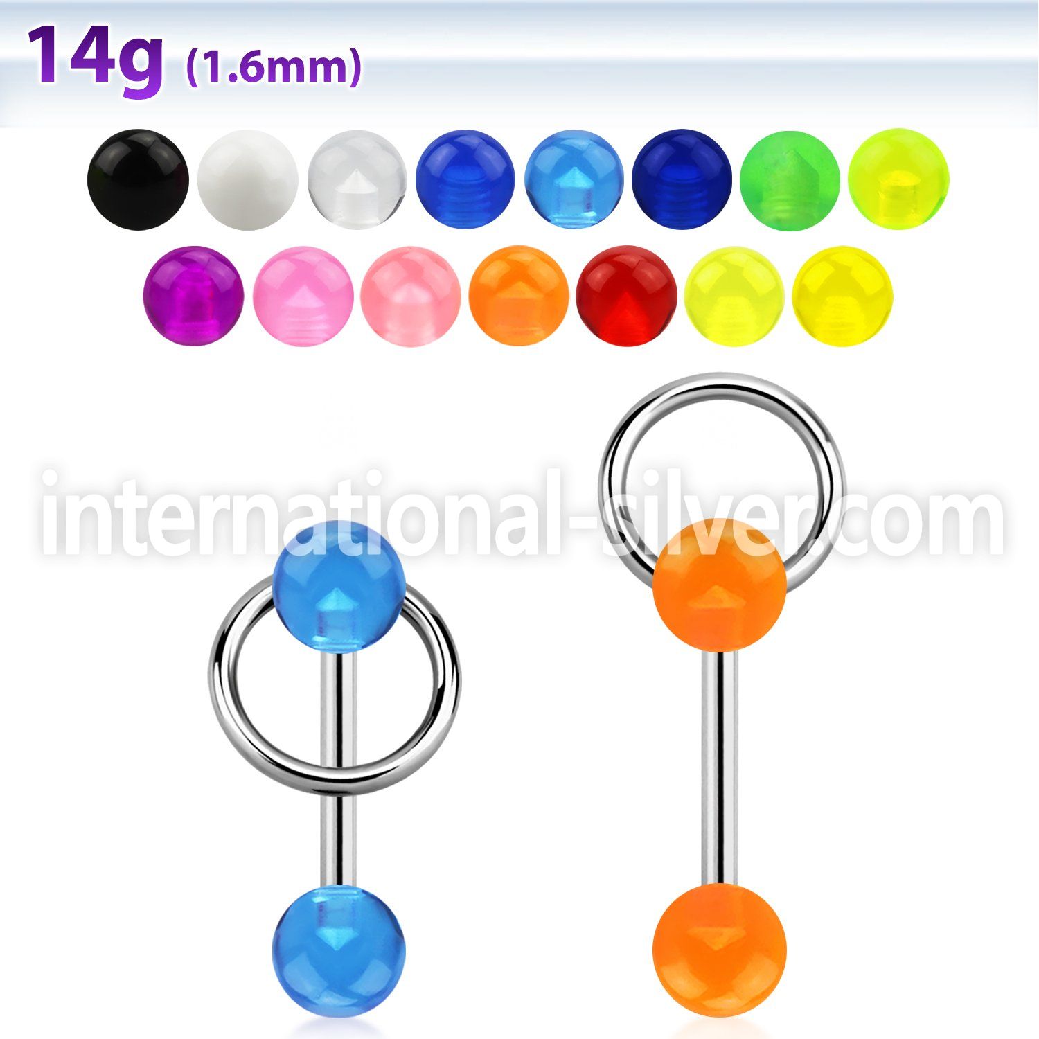 bbuvsl straight barbells surgical steel 316l with acrylic parts tongue