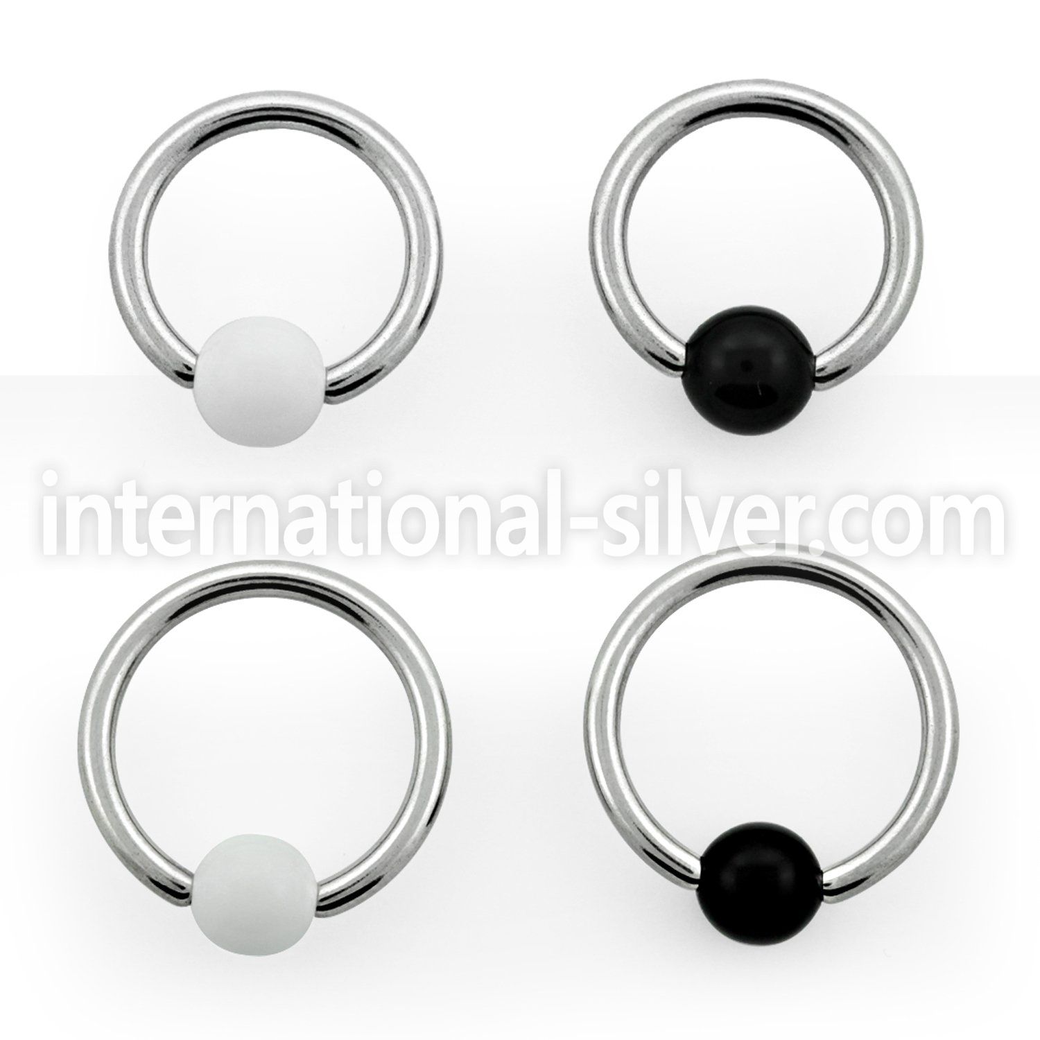 bcaa5 hoops captive rings surgical steel 316l with acrylic parts labrets chin