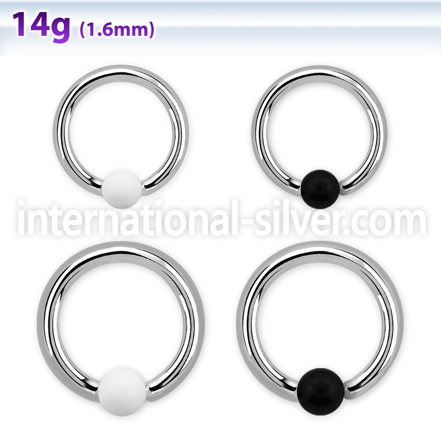 bcaa5 hoops captive rings surgical steel 316l with acrylic parts labrets chin