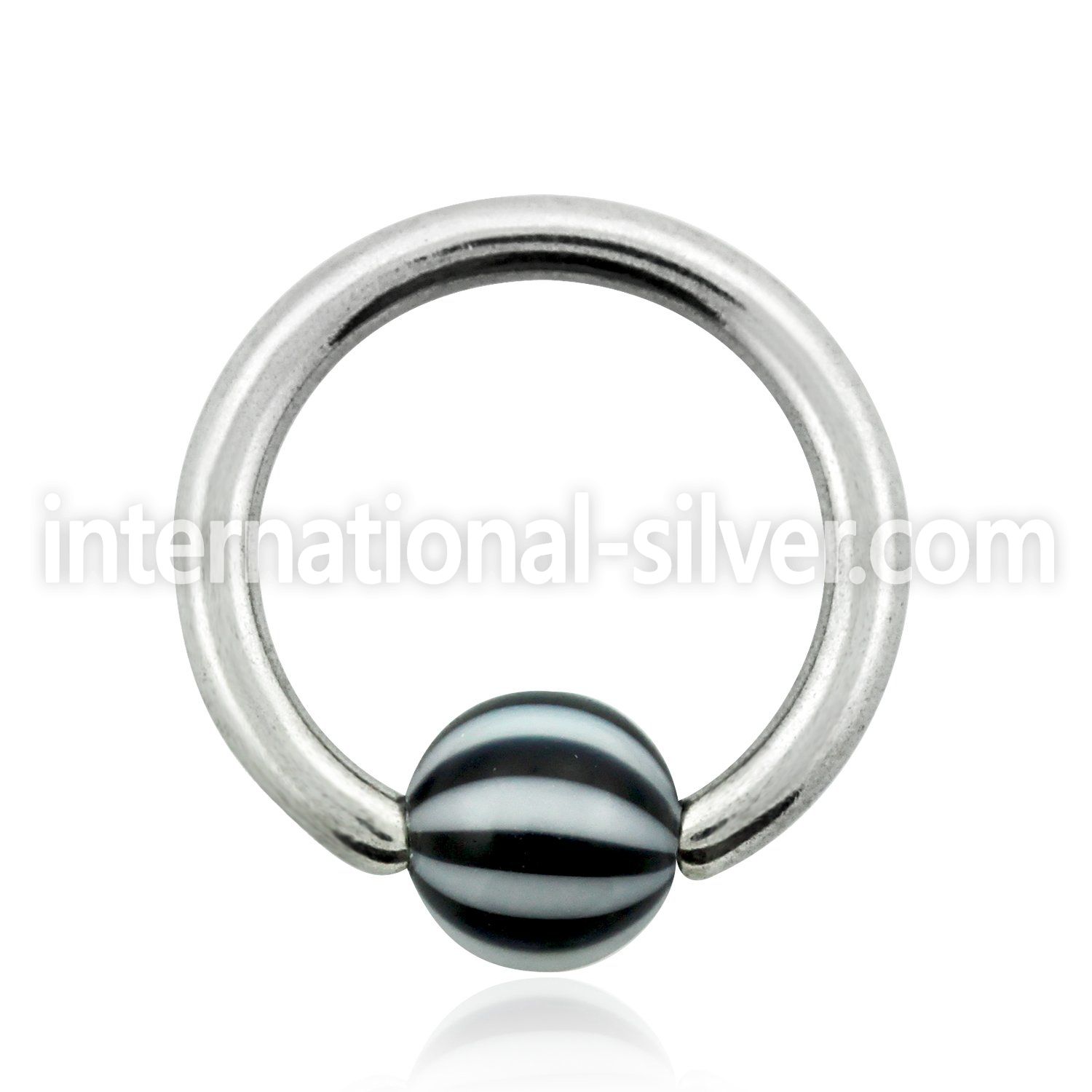 bcad5 316l steel closure ring w 5mm acrylic beach ball design