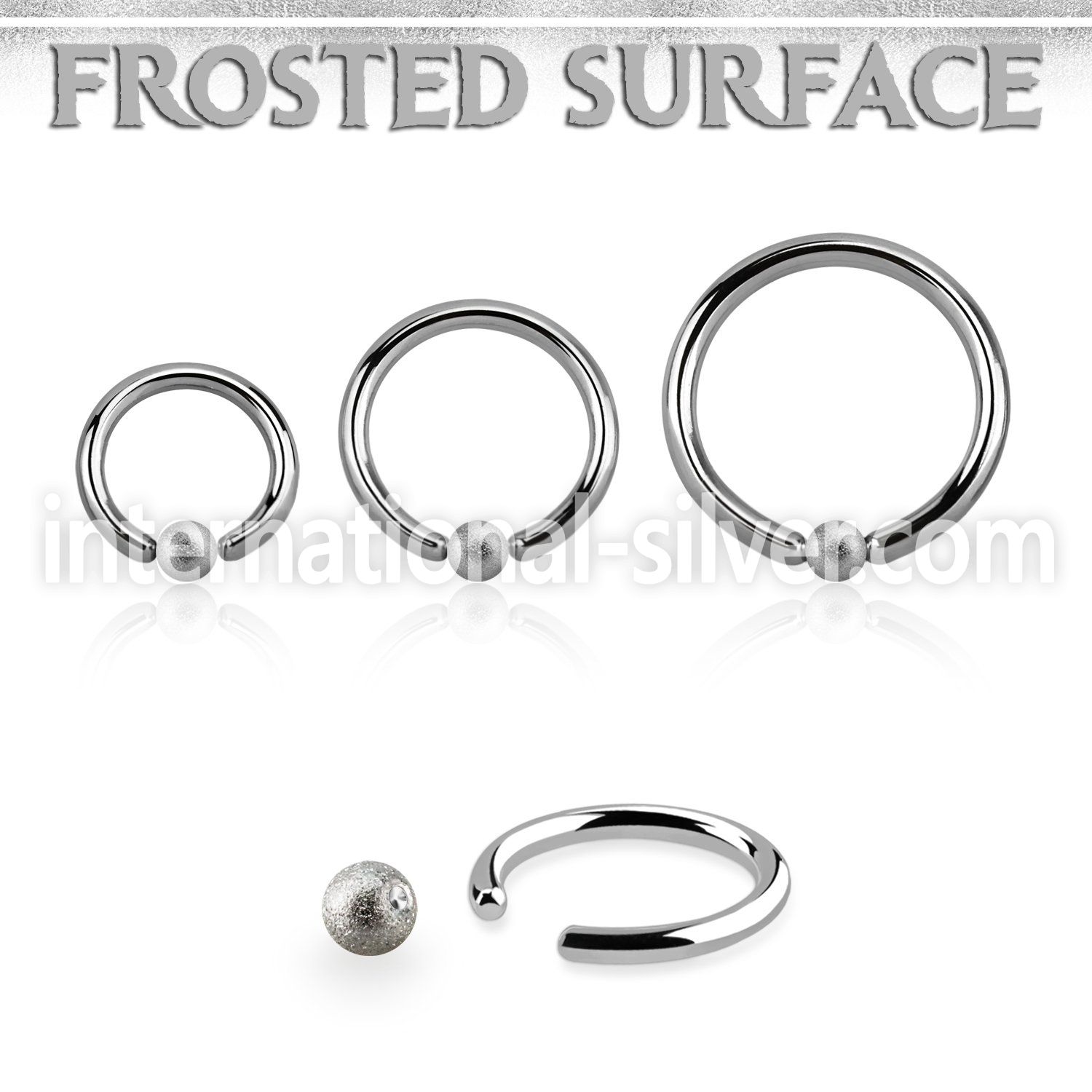 bcr16f3 steel captive bead ring ring, 16g w 3mm frosted ball