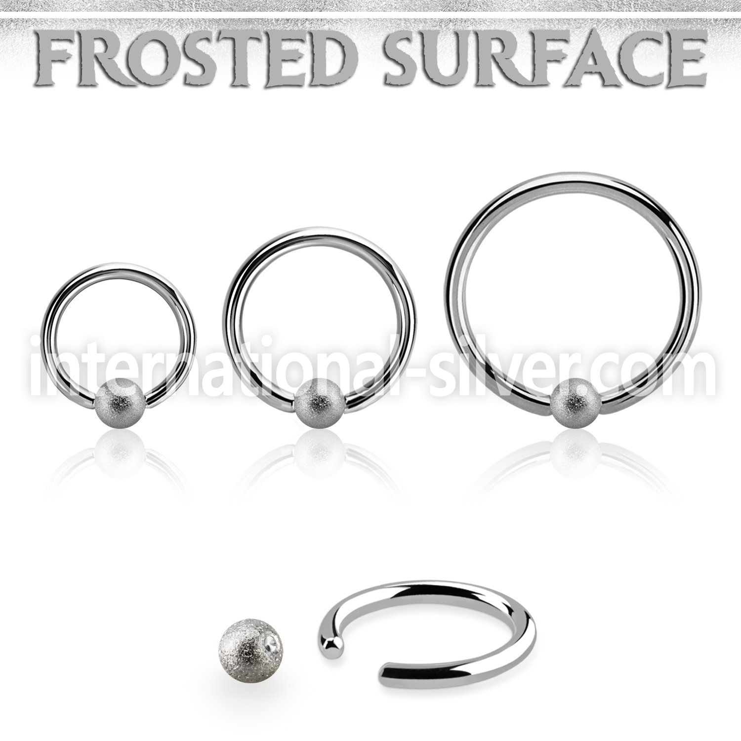 bcr16f4 steel captive bead ring, 16g w 4mm frosted ball