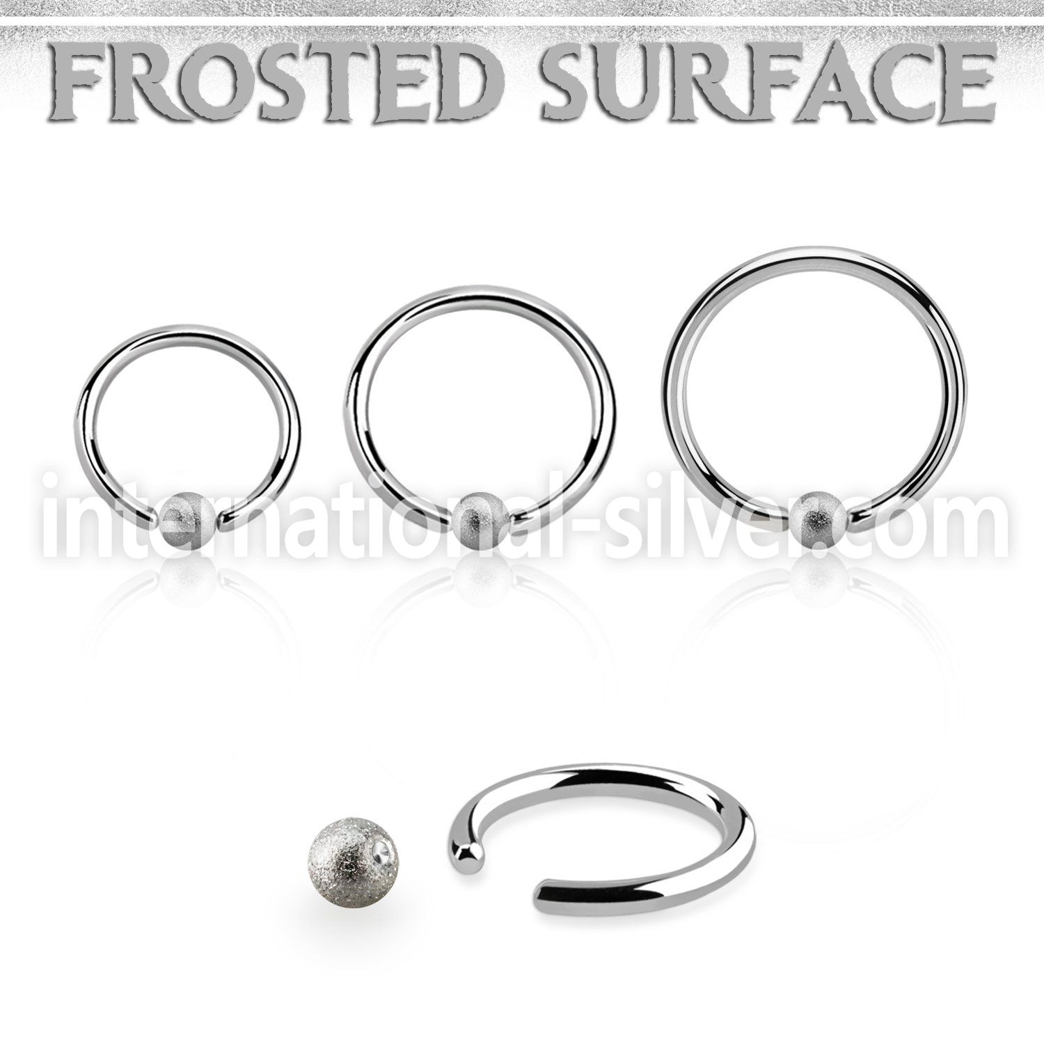 bcr18f3 316l steel captive bead ring 18g w 3mm frosted steel ball