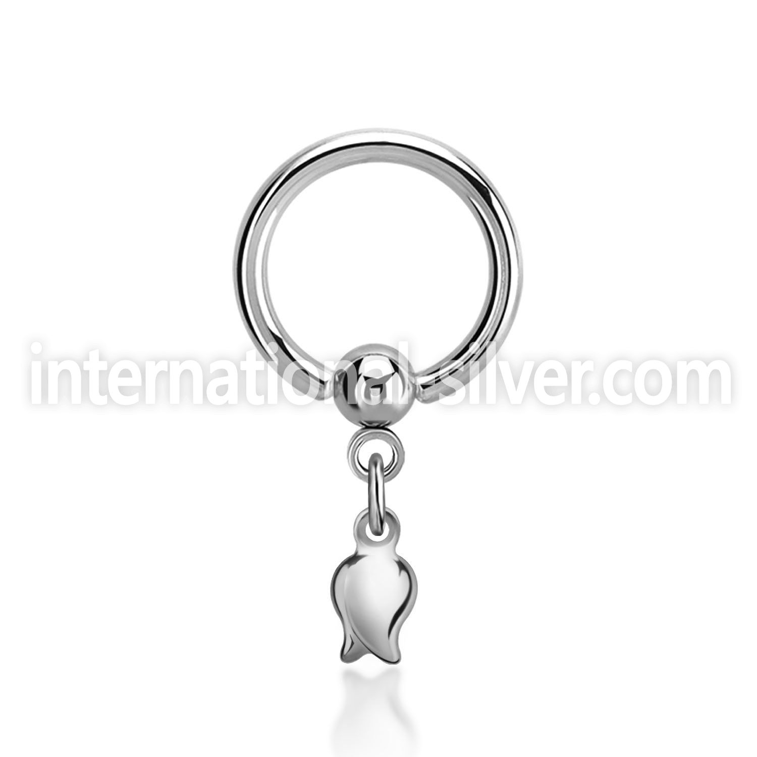 bcrg767 316l steel ball closure ring, 14g a dangling tulip 