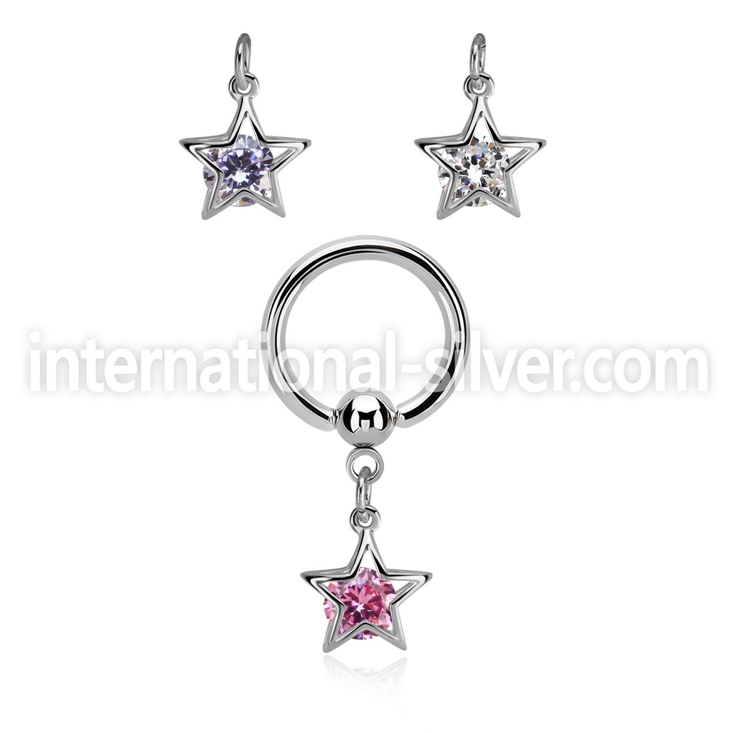 bcrgz414 hoops captive rings surgical steel 316l ear lobe