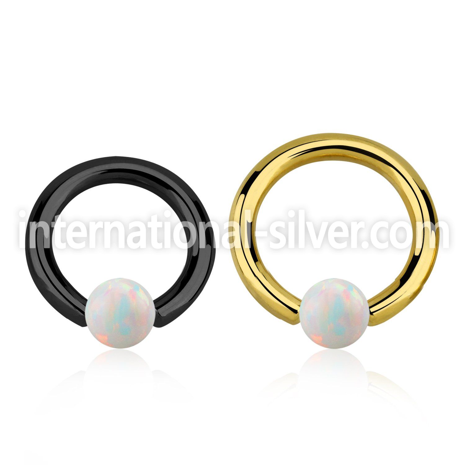 bcrt10o6 pvd plated 316l steel bcr 10g w 6mm synthetic opal ball