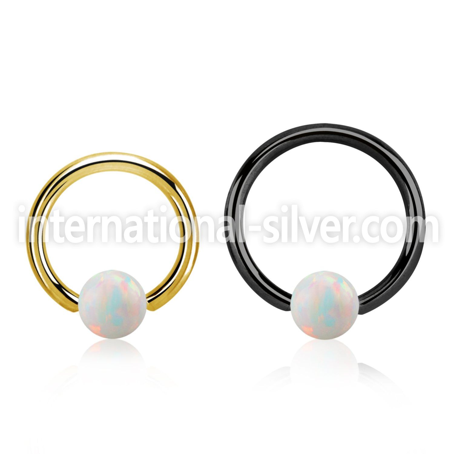bcrt12o6 pvd plated 316l steel bcr 12g w 6mm synthetic opal ball