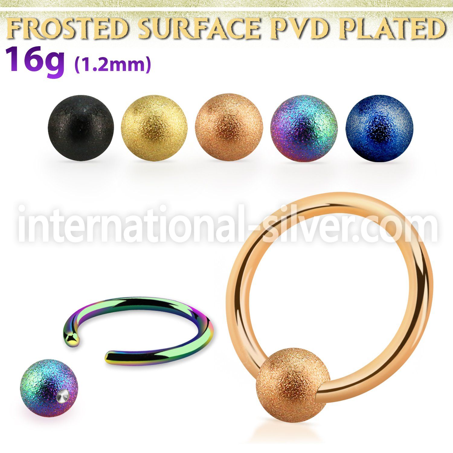 bcrt16f4 anodized surgical steel ball closure rings ear  lobe eyebrow helix septum  piercing